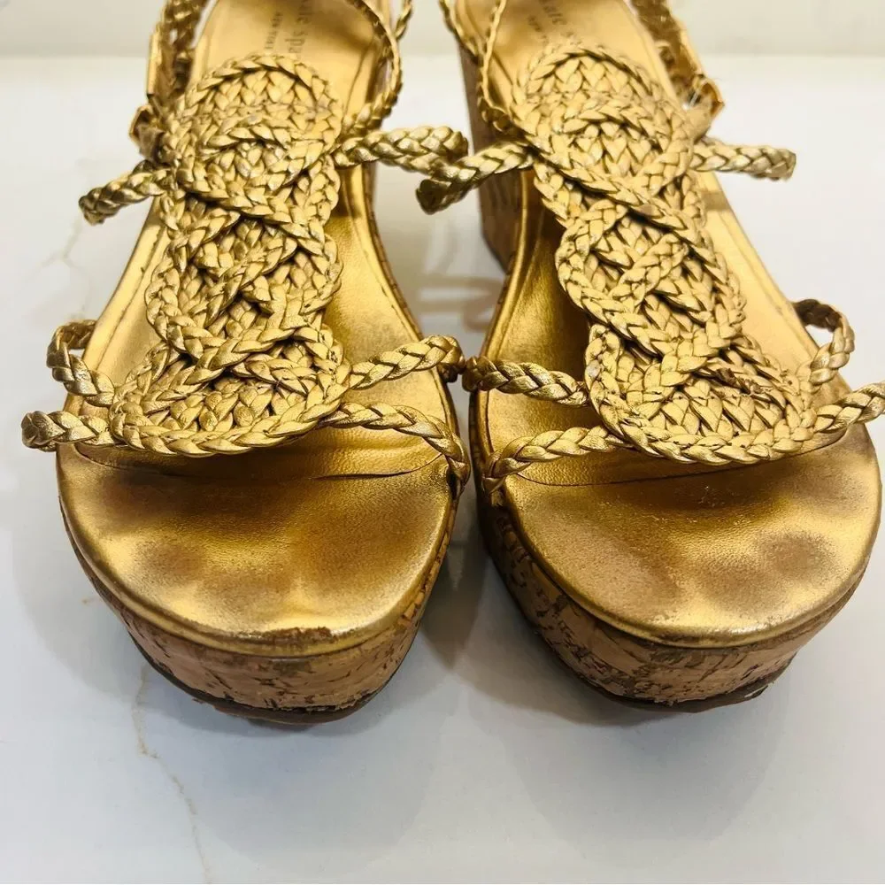Kate Spade Gold Braided Wedges
